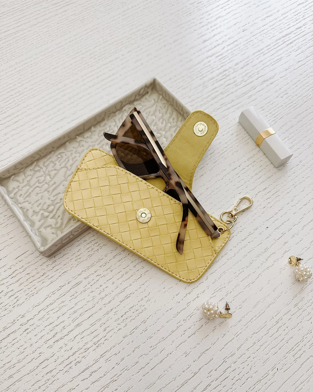 LOUENHIDE SKITTLE SUNGLASS CASE - WOVEN BUTTER YELLOW