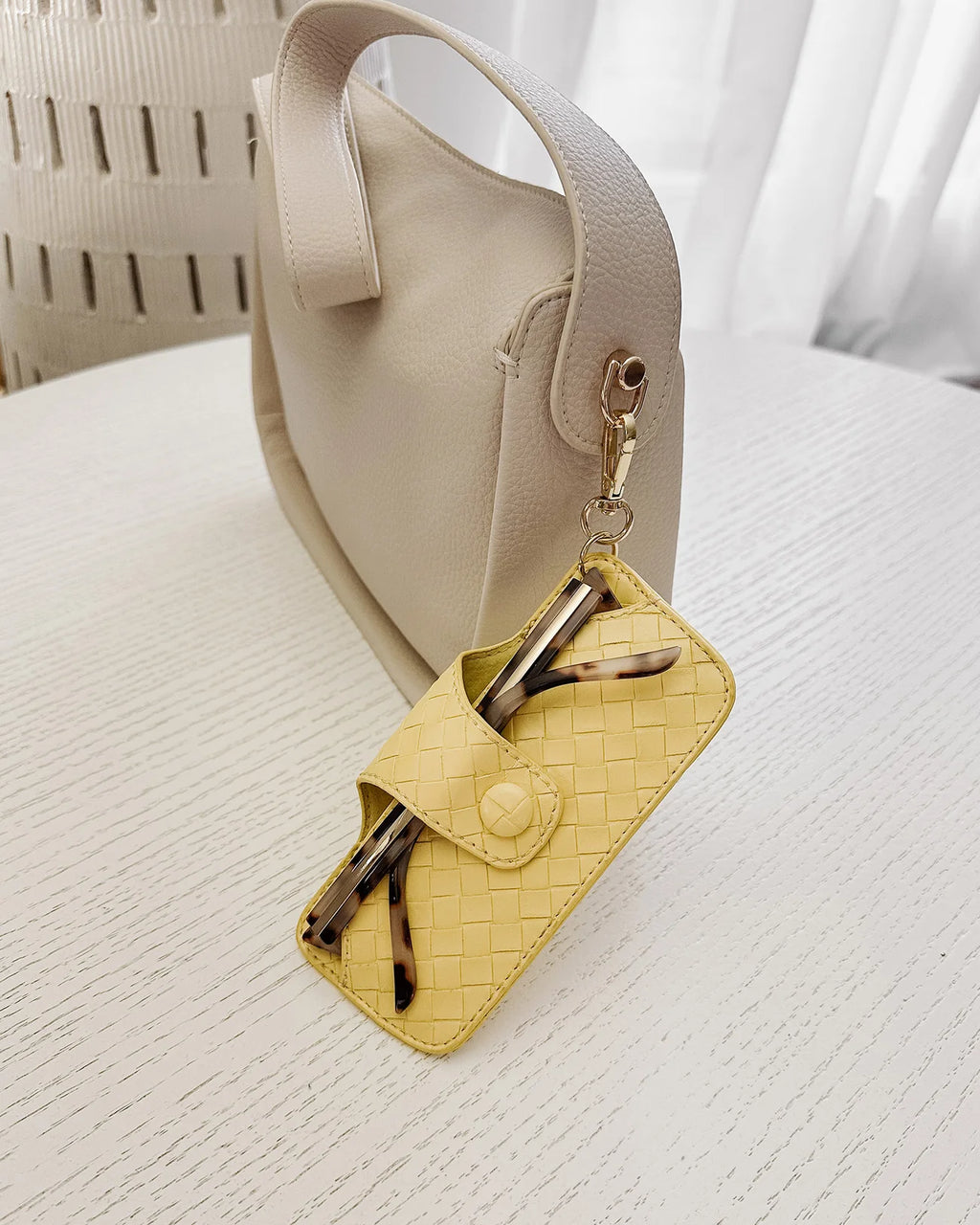 LOUENHIDE SKITTLE SUNGLASS CASE - WOVEN BUTTER YELLOW