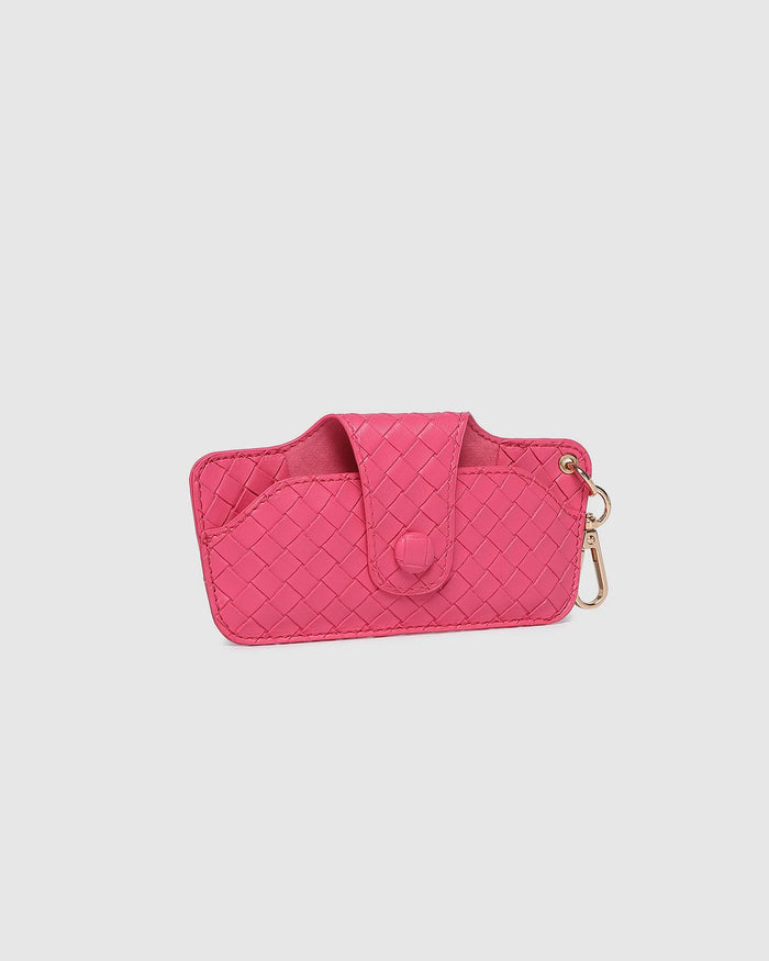 Load image into Gallery viewer, LOUENHIDE SKITTLE SUNGLASS CASE - WOVEN HOT PINK
