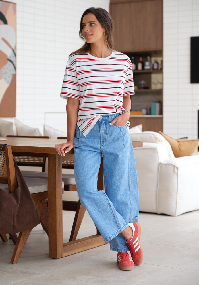 CERES LIFE DARTED TAPERED BARREL JEAN - VINTAGE BLUE