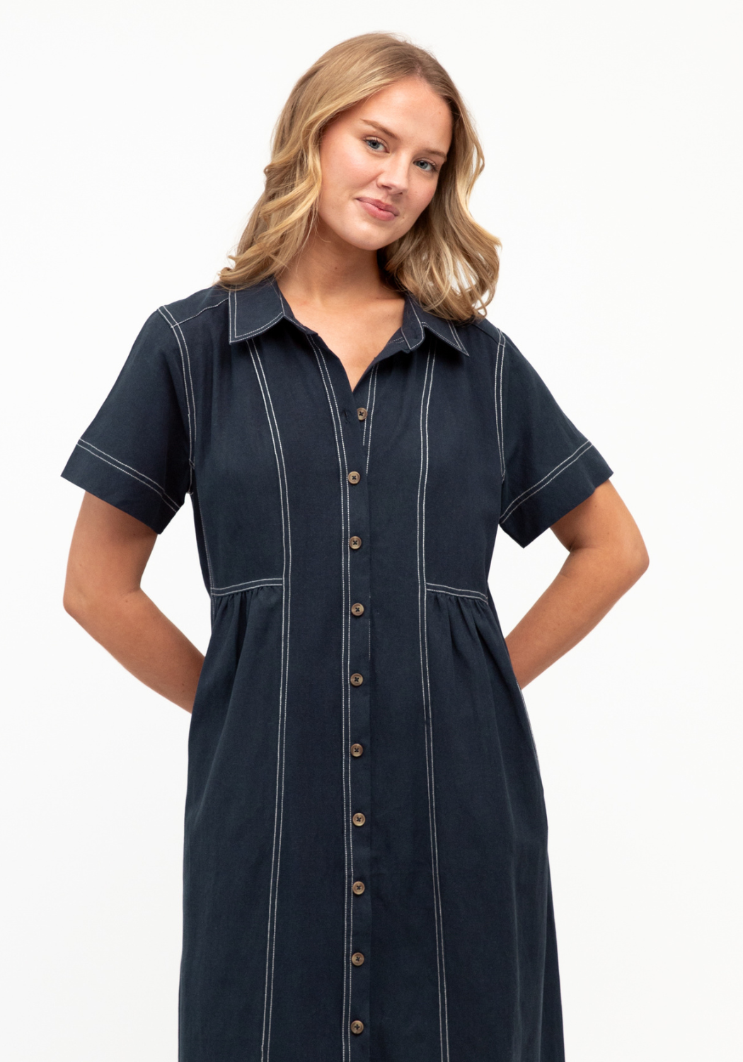SALLY MIDI DRESS - NAVY