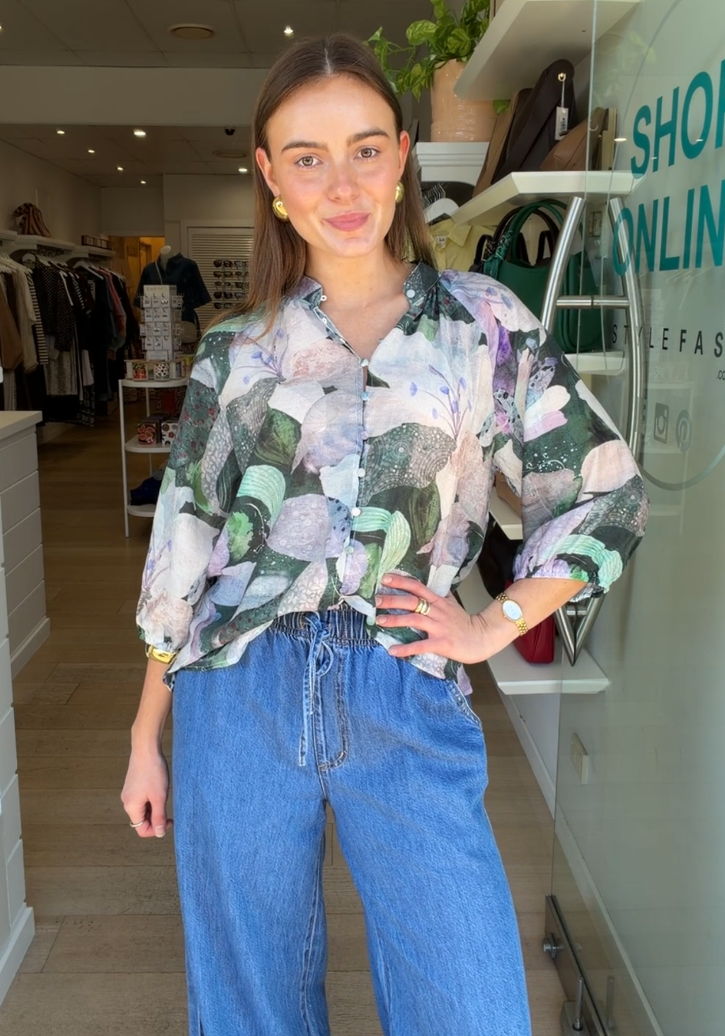 WILLA BLOUSE - COOL TONE PRINT