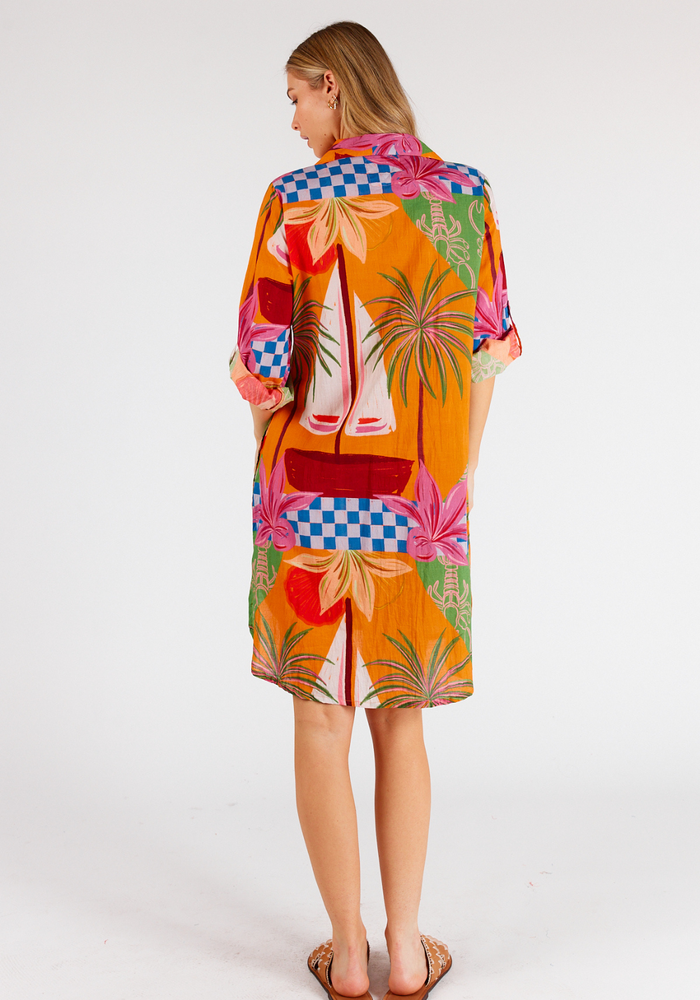 Load image into Gallery viewer, LULALIFE VIVIEN COTTON SHIRTMAKER DRESS - MULTI PRINT