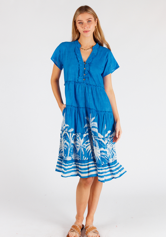 Load image into Gallery viewer, LULALIFE RILEY COTTON TIERED DRESS - COBALT