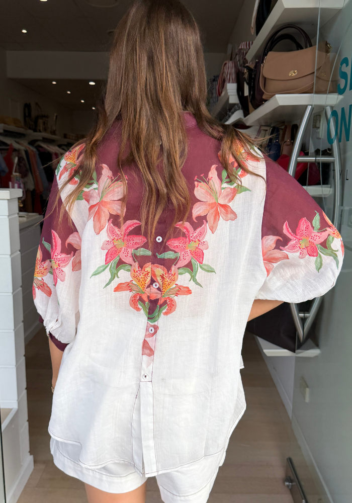 CALISTA LINEN SHIRT - WHITE FLORAL