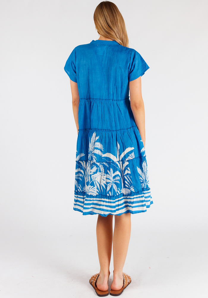 Load image into Gallery viewer, LULALIFE RILEY COTTON TIERED DRESS - COBALT