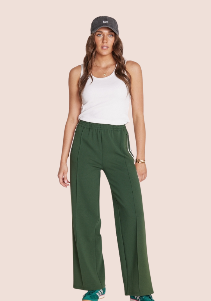 Load image into Gallery viewer, NOAH FULL LENGTH WIDE LEG PANT - GREEN STRIPE