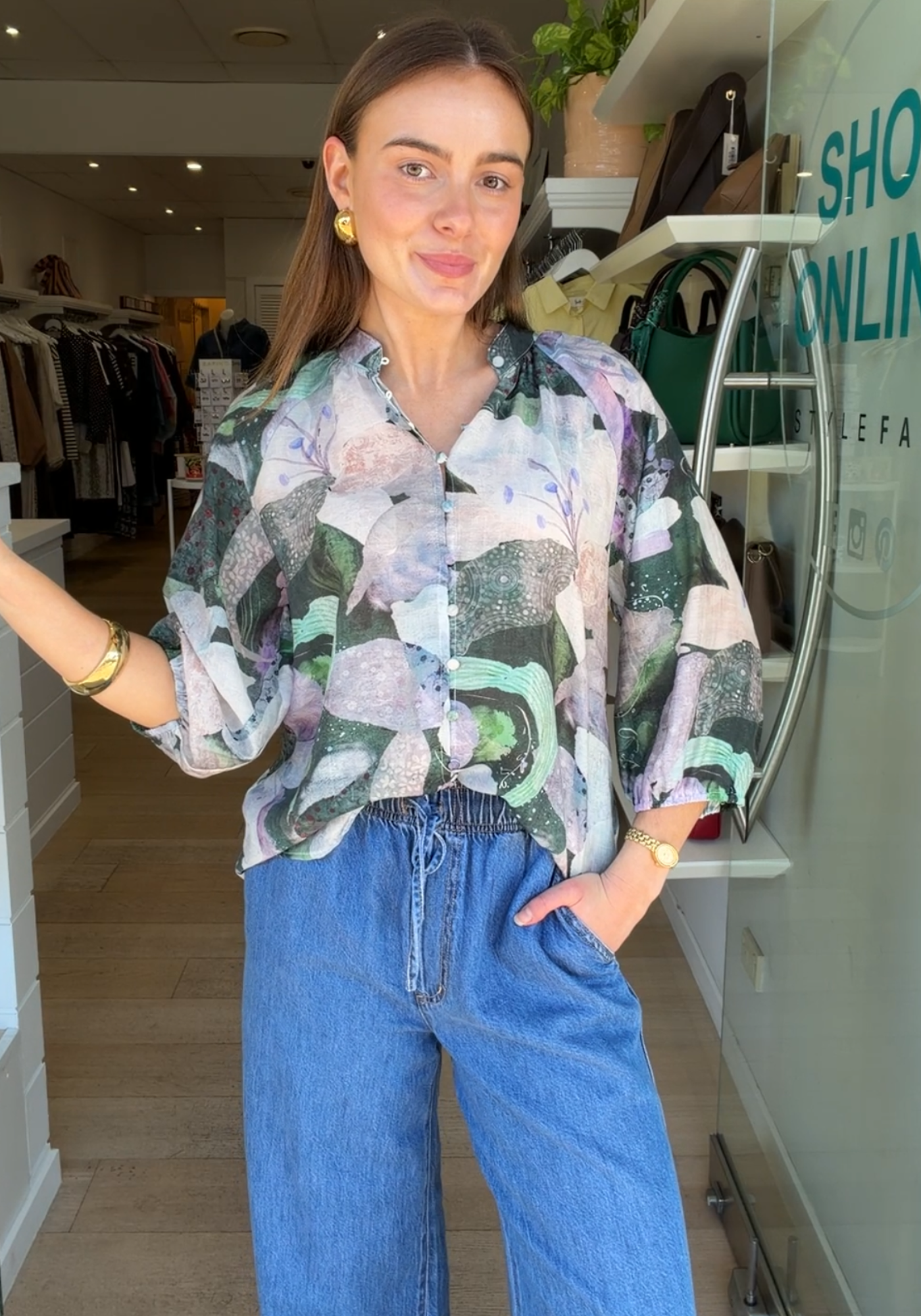 WILLA BLOUSE - COOL TONE PRINT