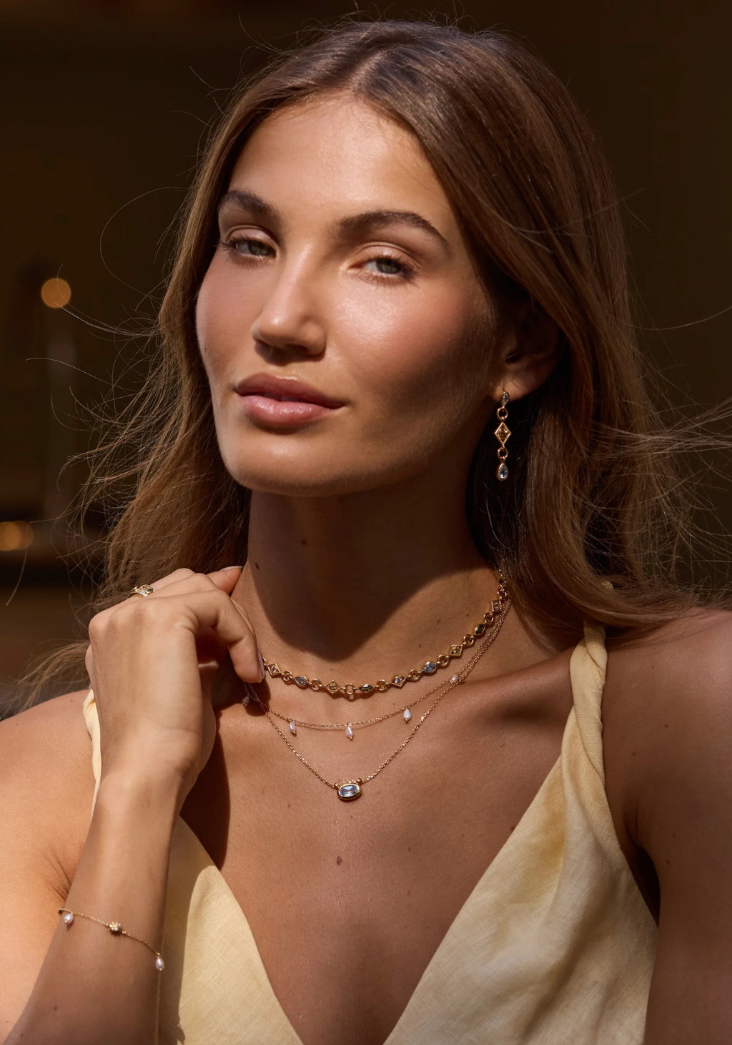 TONI MAY LUNA SKY BLUE TOPAZ NECKLACE - GOLD