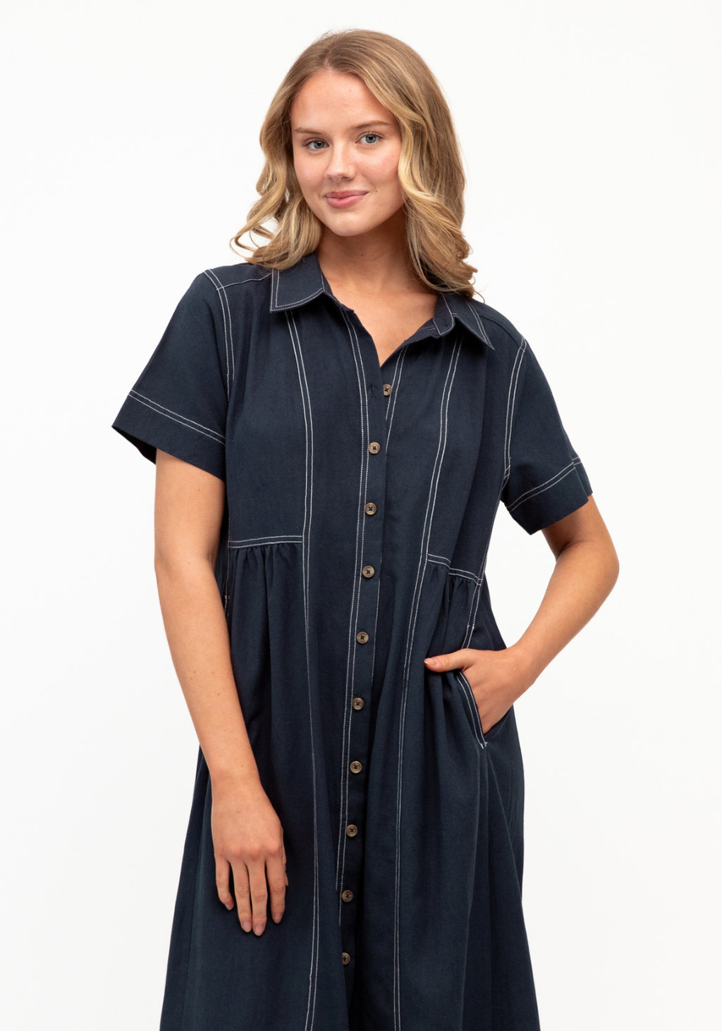 SALLY MIDI DRESS - NAVY