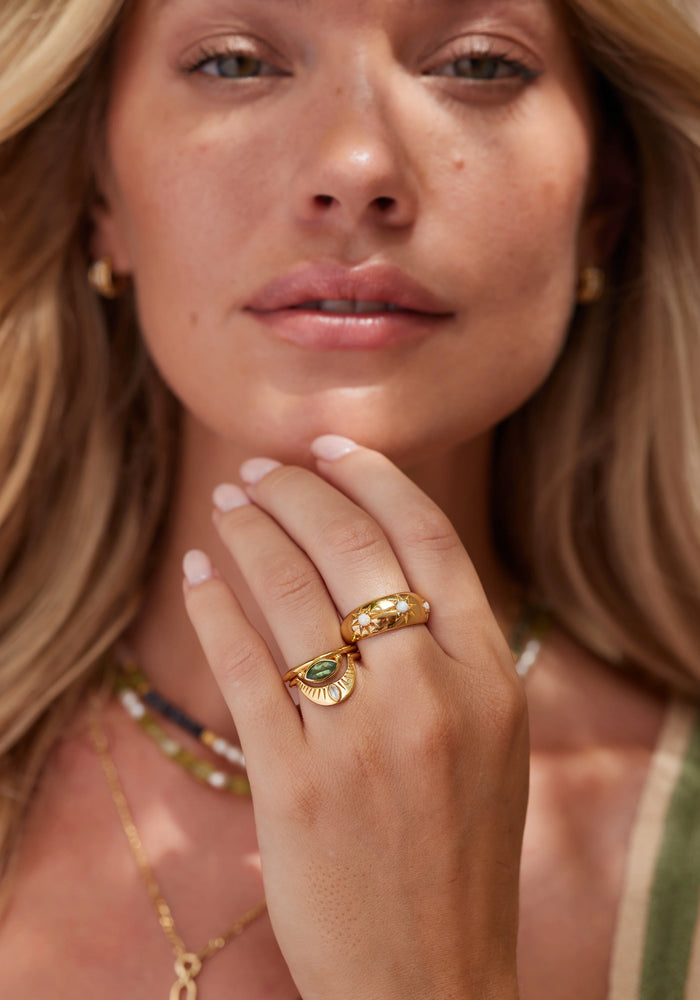 TONI MAY ALINA OPAL RING - GOLD
