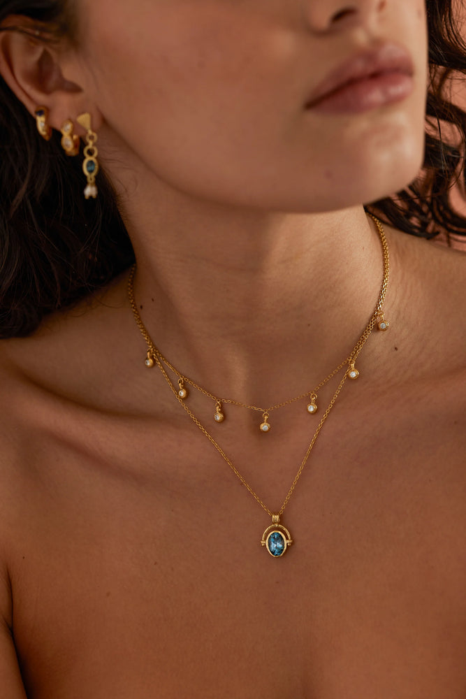Load image into Gallery viewer, TONI MAY MIRA NECKLACE - TOPAZ/GOLD