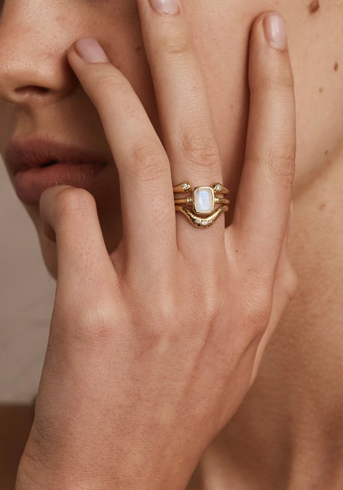 TONI MAY ROMY STACKER RING - MOONSTONE/GOLD