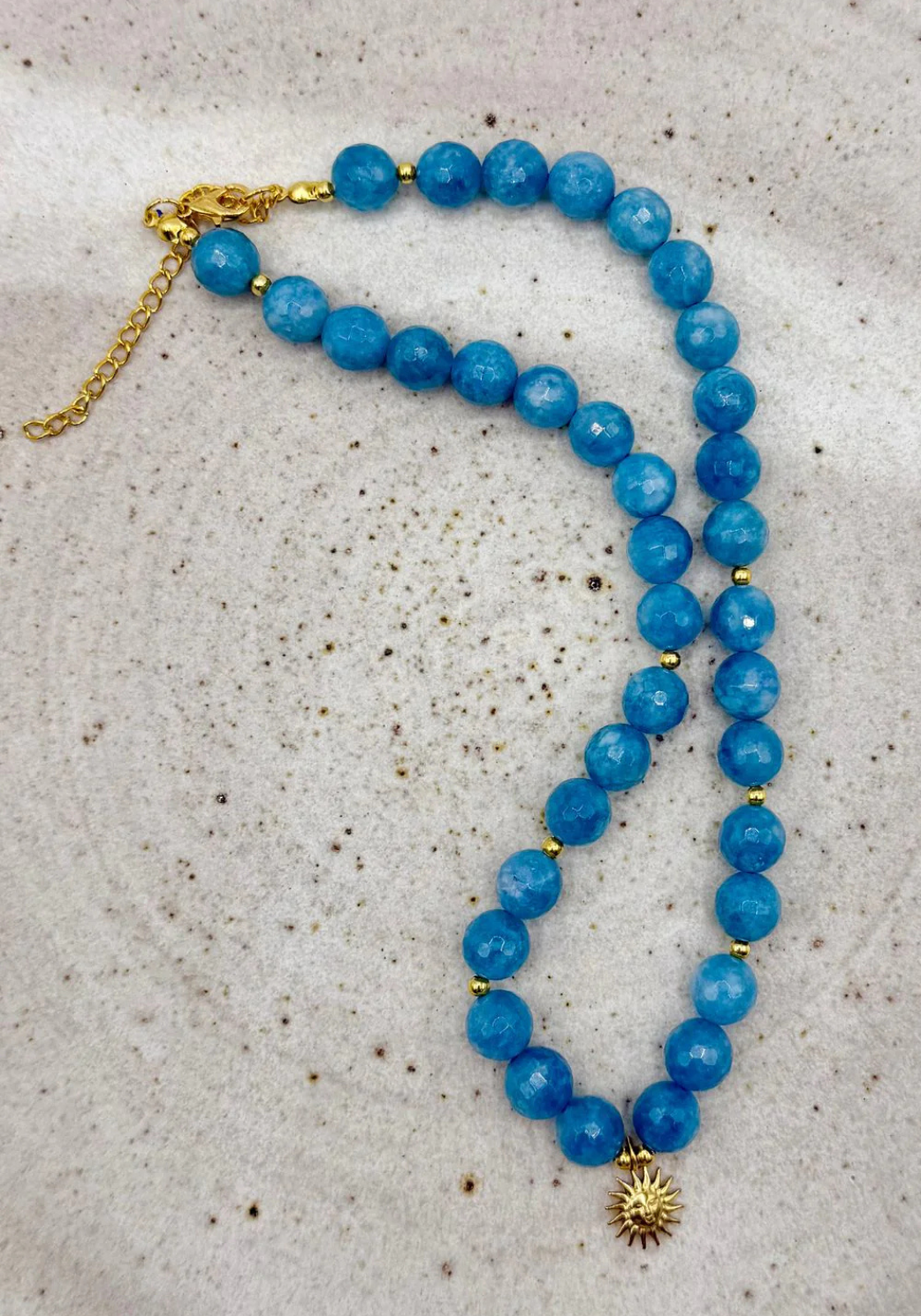 MOSK MELBOURNE JADE HEART NECKLACE - SEA AQUA