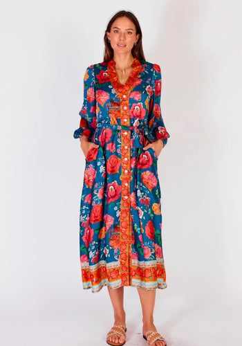 RUBYYAYA MEXICAN FLOWER MAXI DRESS - MULTI PRINT