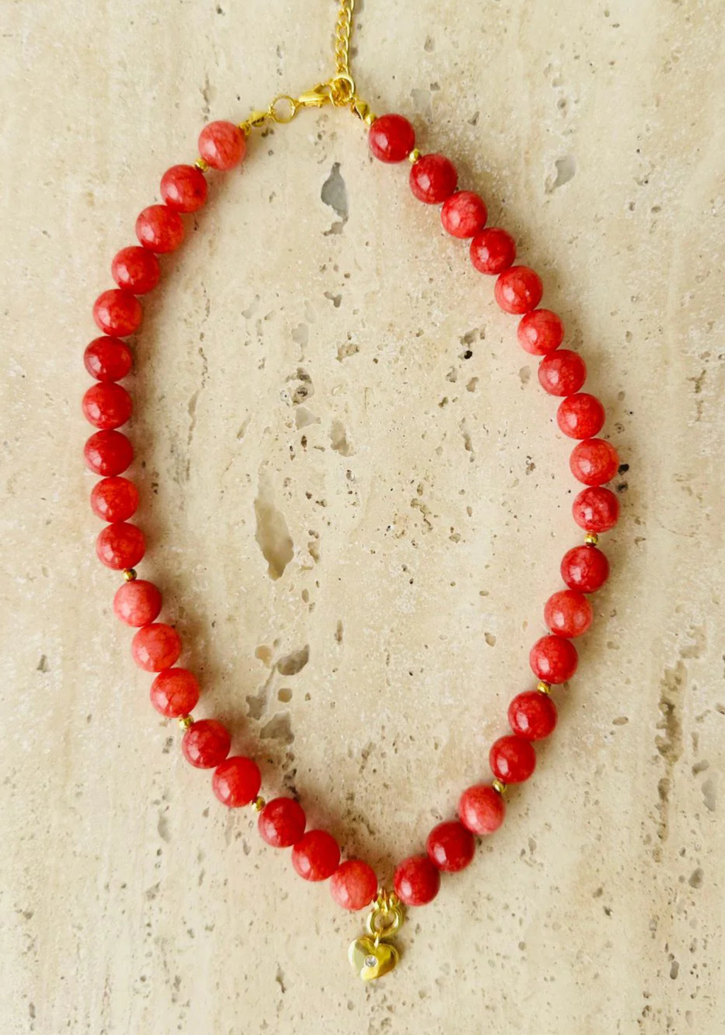 STONE QUARTZ NECKLACE - DEEP STRAWBERRY
