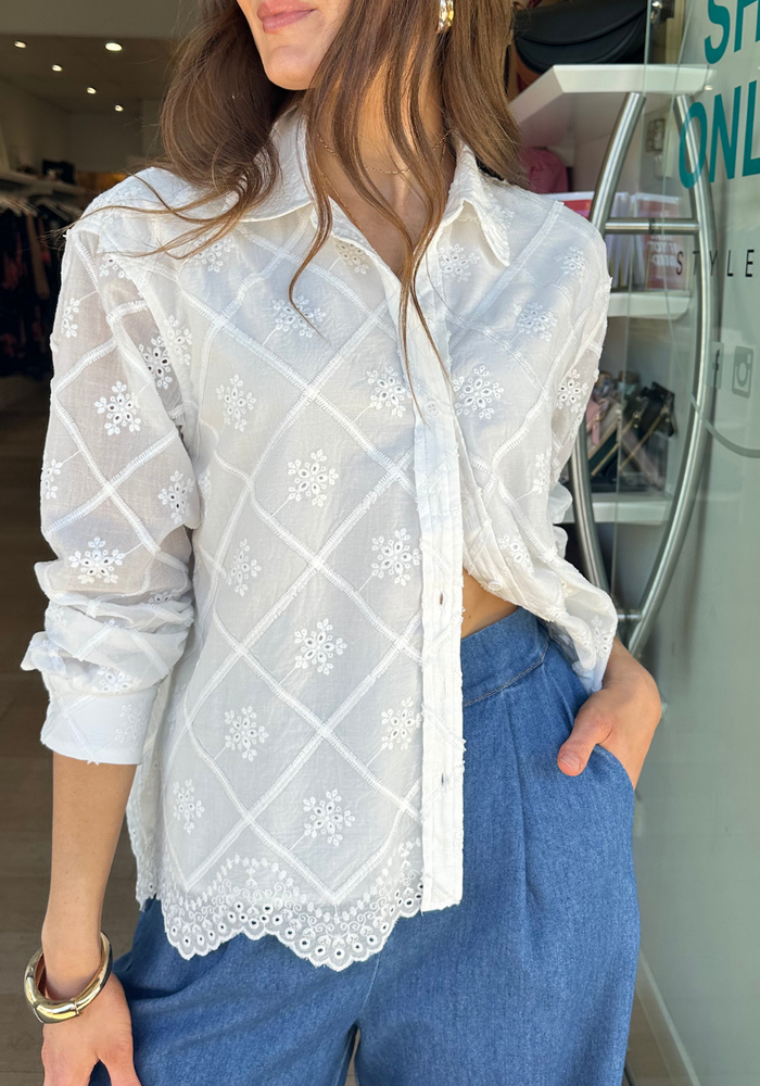 FEATHER + NOISE SIENNA LONG SLEEVE SHIRT - WHITE