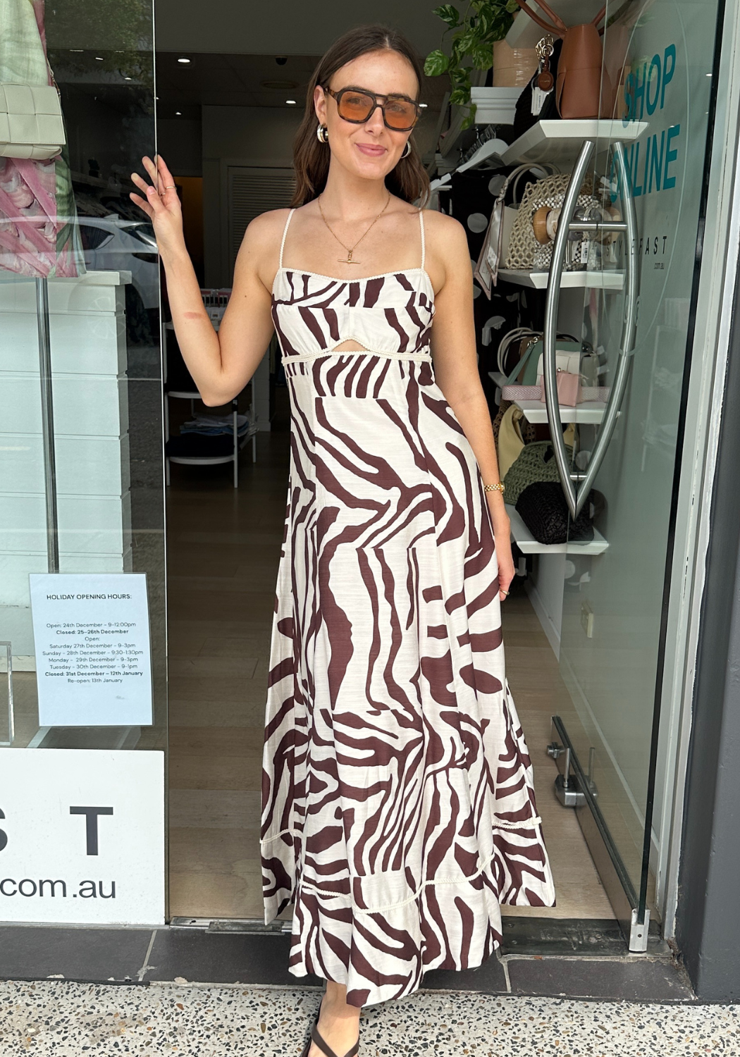 MYLA MAXI DRESS - CHOCOLATE PRINT