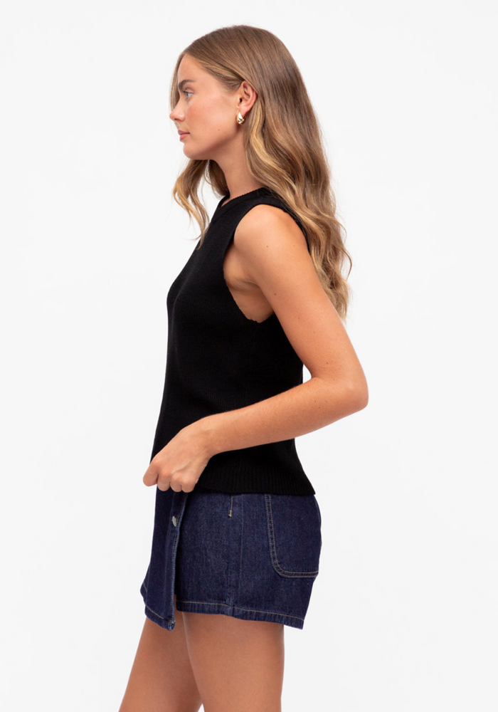 FREYA KNIT TANK - BLACK