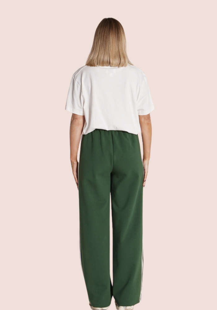 NOAH FULL LENGTH WIDE LEG PANT - GREEN STRIPE