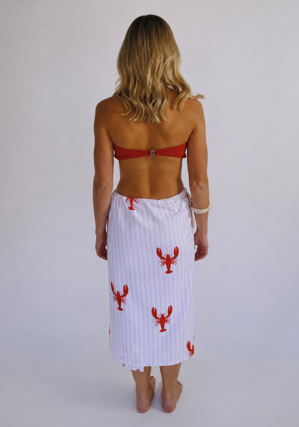 SASSY SURF LOBSTER ROLL BEACH TOWEL SKIRT - PINK/RED