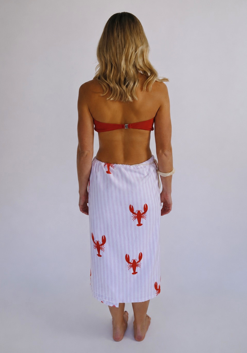 SASSY SURF LOBSTER ROLL BEACH TOWEL SKIRT - PINK/RED