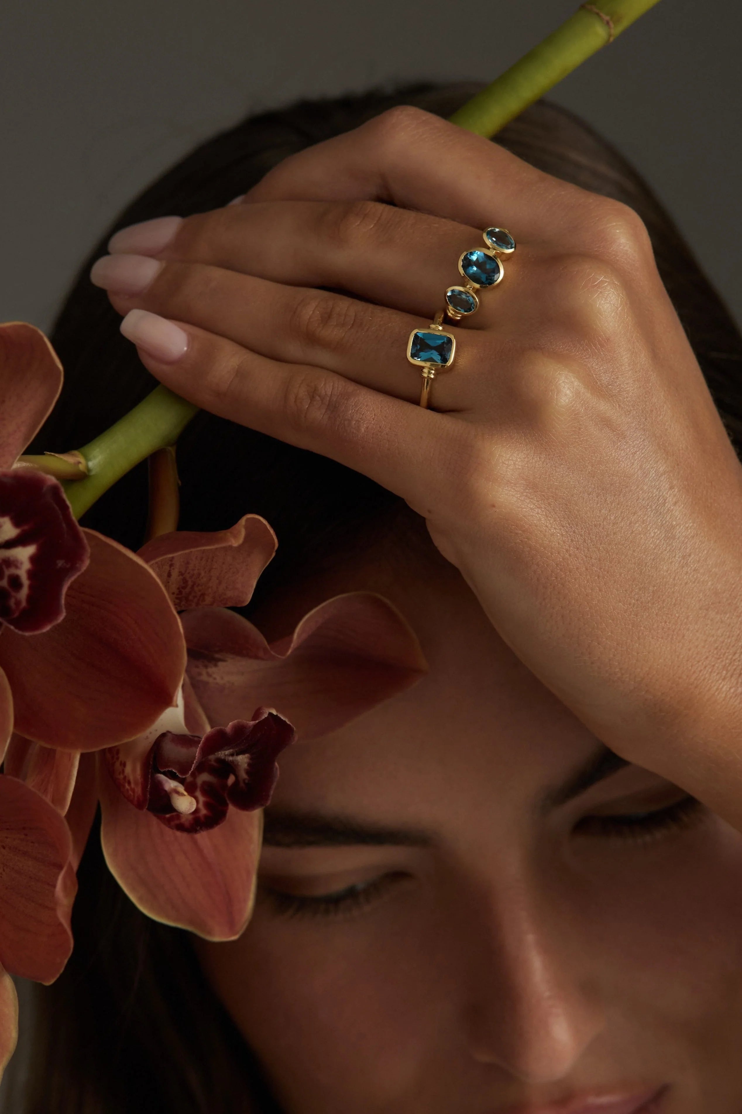TONI MAY TRINITY RING - BLUE TOPAZ