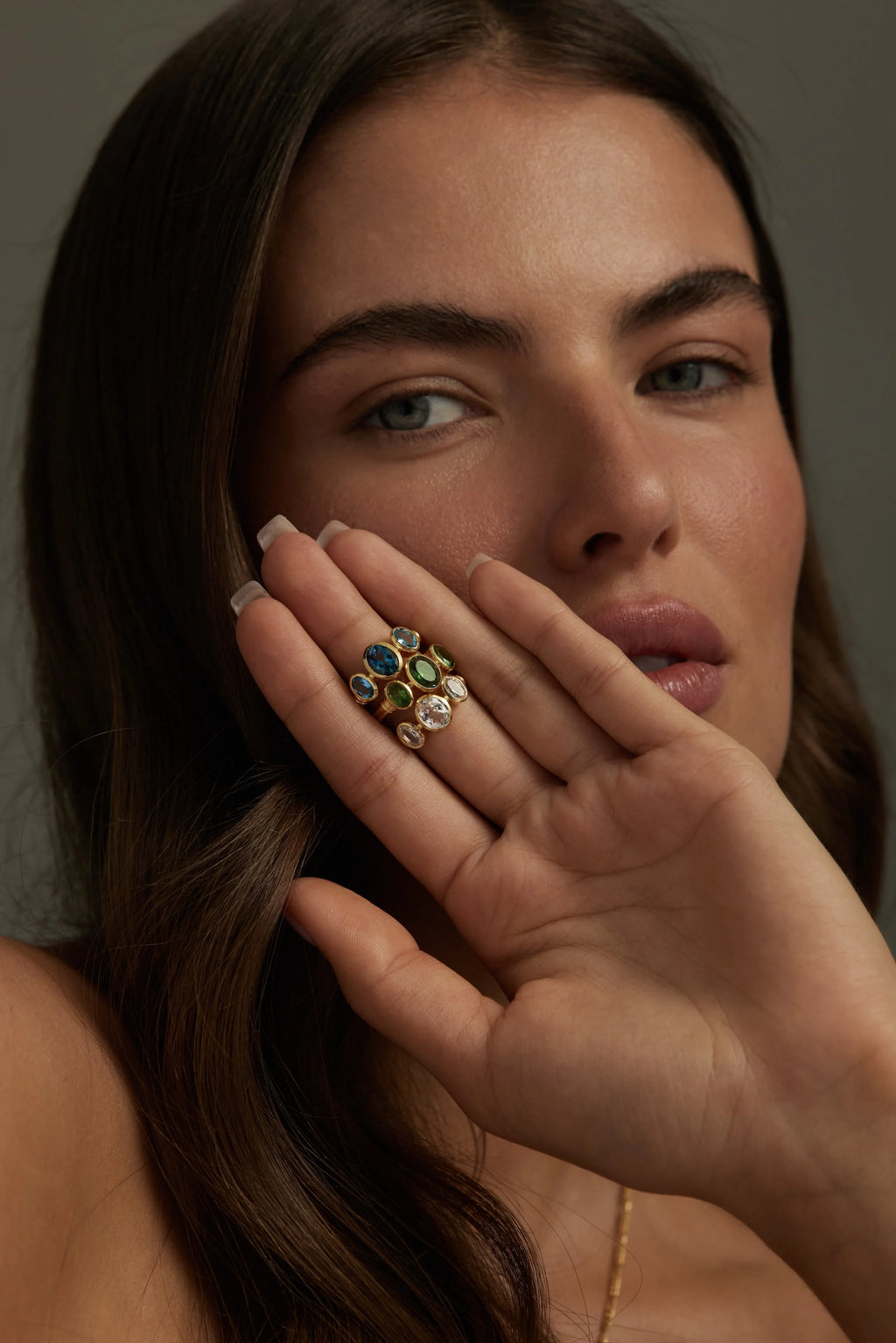 TONI MAY TRINITY RING - BLUE TOPAZ
