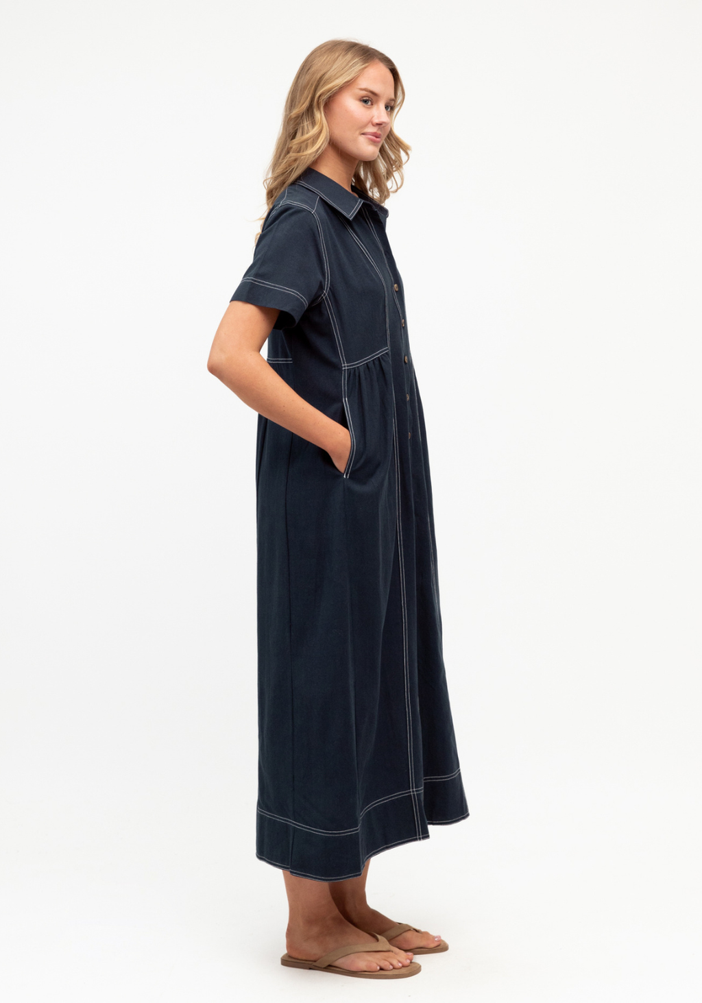 SALLY MIDI DRESS - NAVY