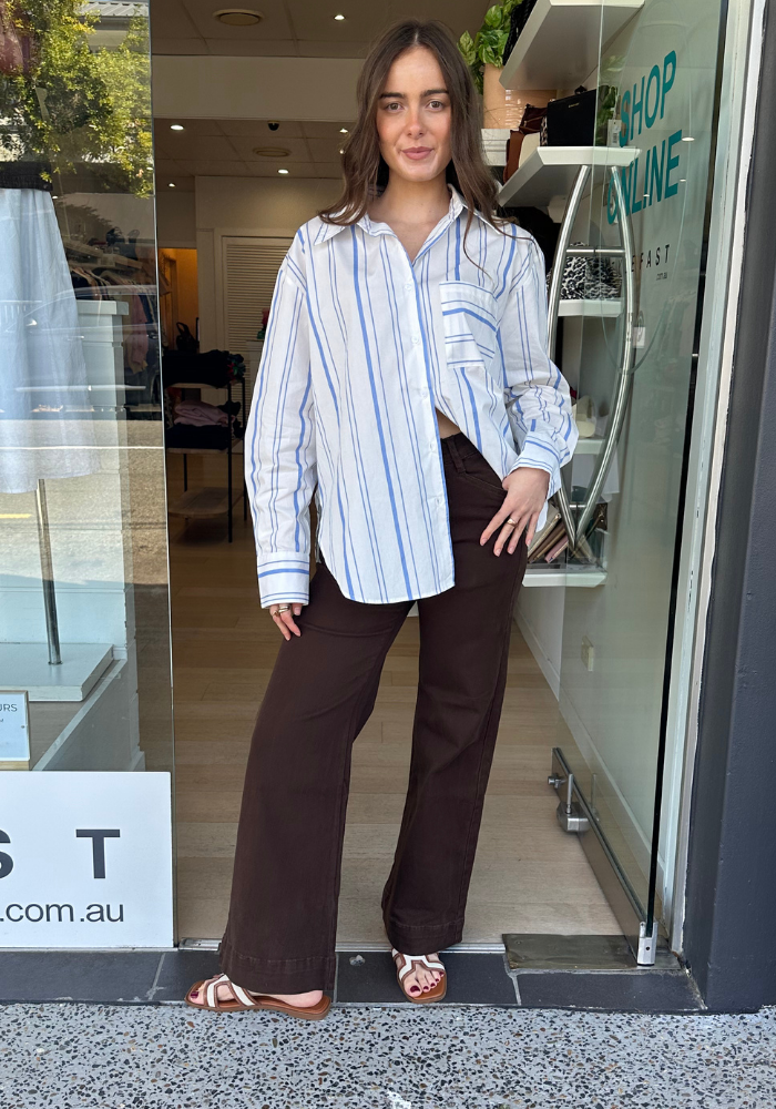 CASPER WIDE LEG JEANS - CHOCOLATE