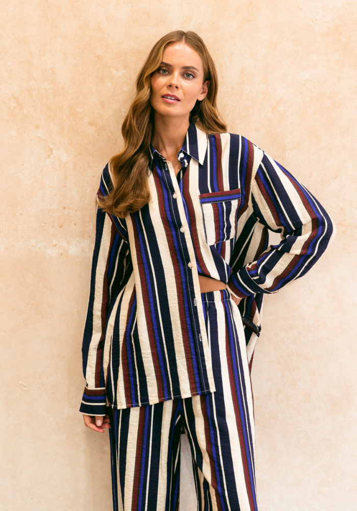 ELYSE BUTTON UP SHIRT - STRIPE