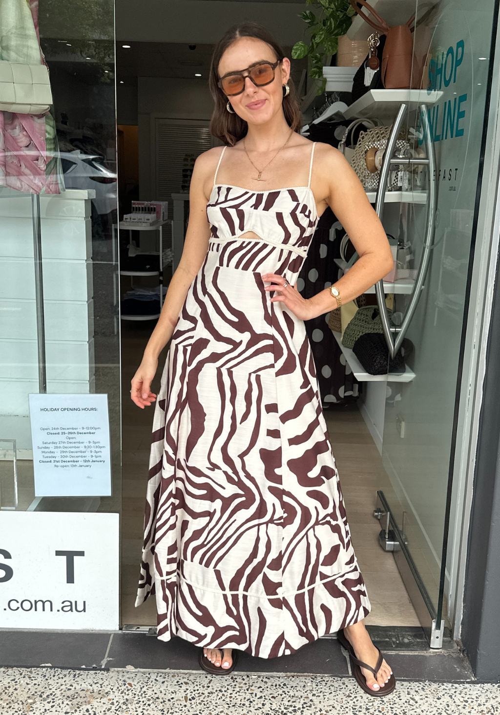 MYLA MAXI DRESS - CHOCOLATE PRINT