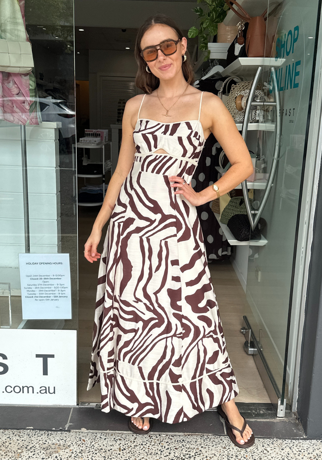 MYLA MAXI DRESS - CHOCOLATE PRINT