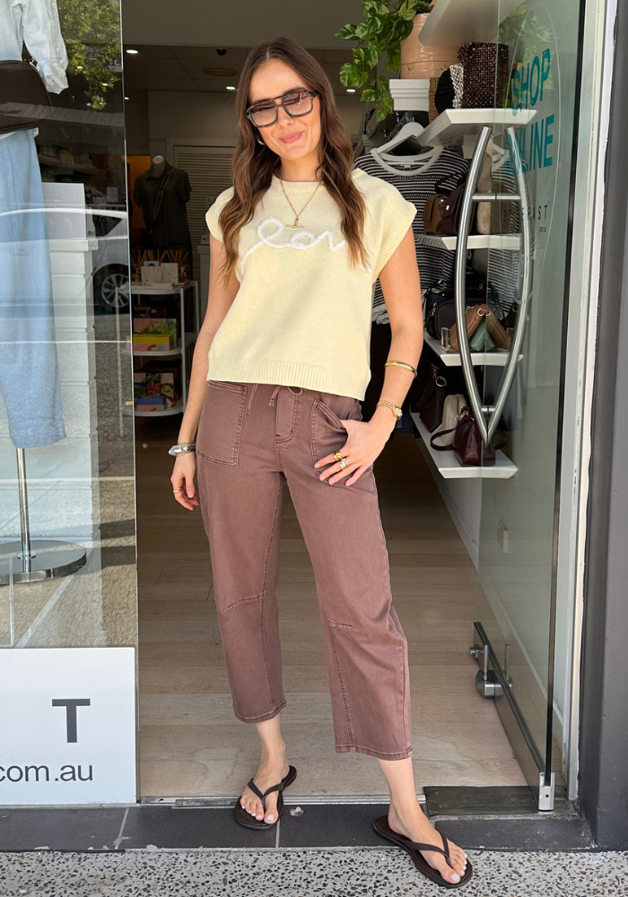 LEO DENIM BARREL JEANS - BROWN