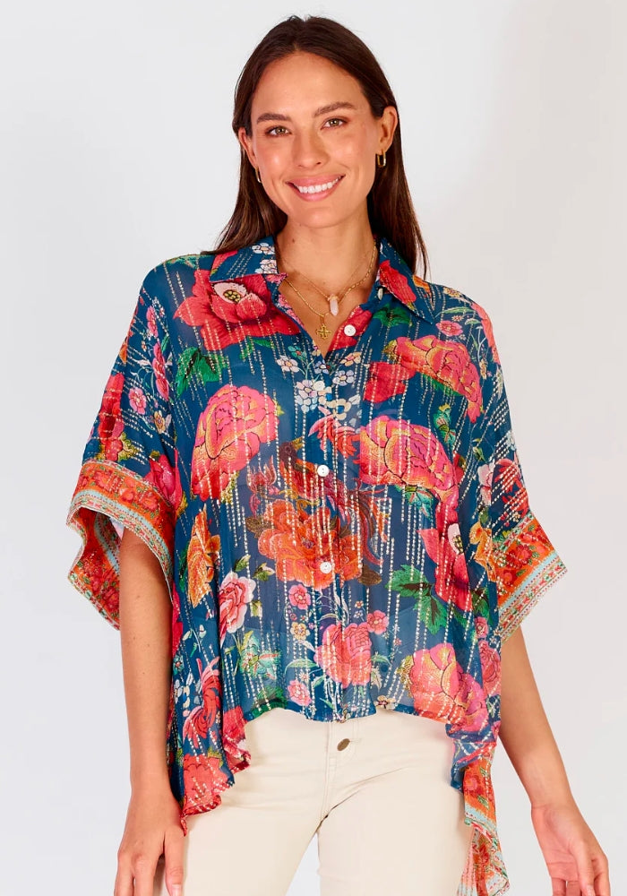 Load image into Gallery viewer, RUBYYAYA MEXICAN FLOWER SHIRT - MULTI PRINT