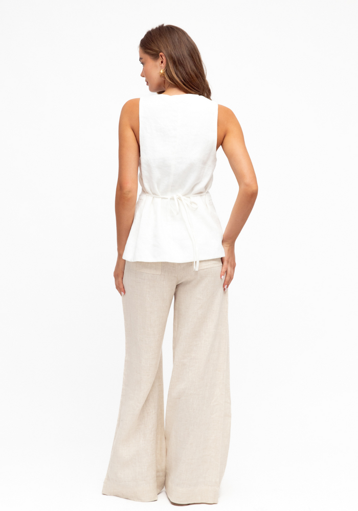 Load image into Gallery viewer, EDEN LINEN VEST - OFF WHITE