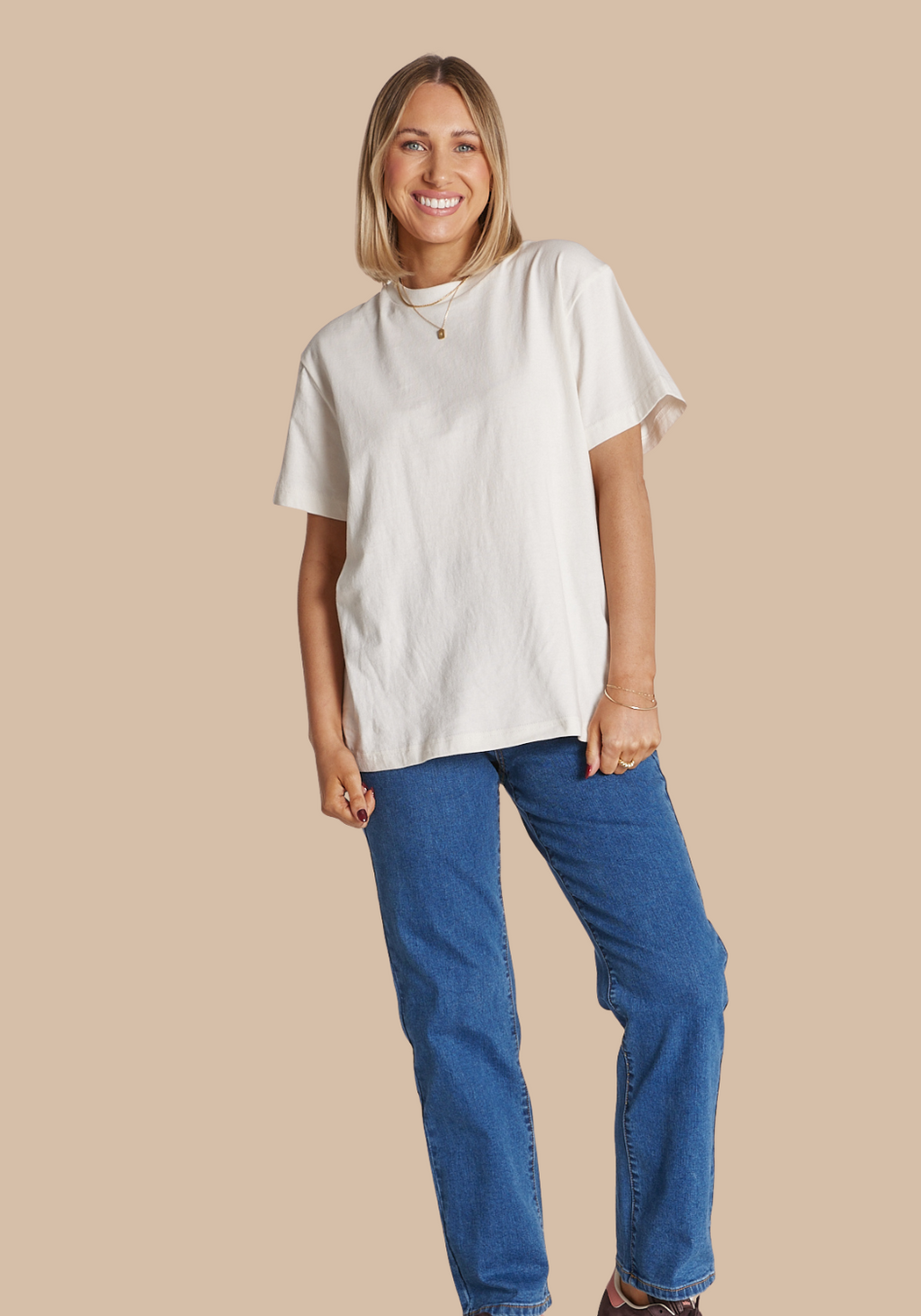 FEATHER + NOISE CARTER TEE - STONE