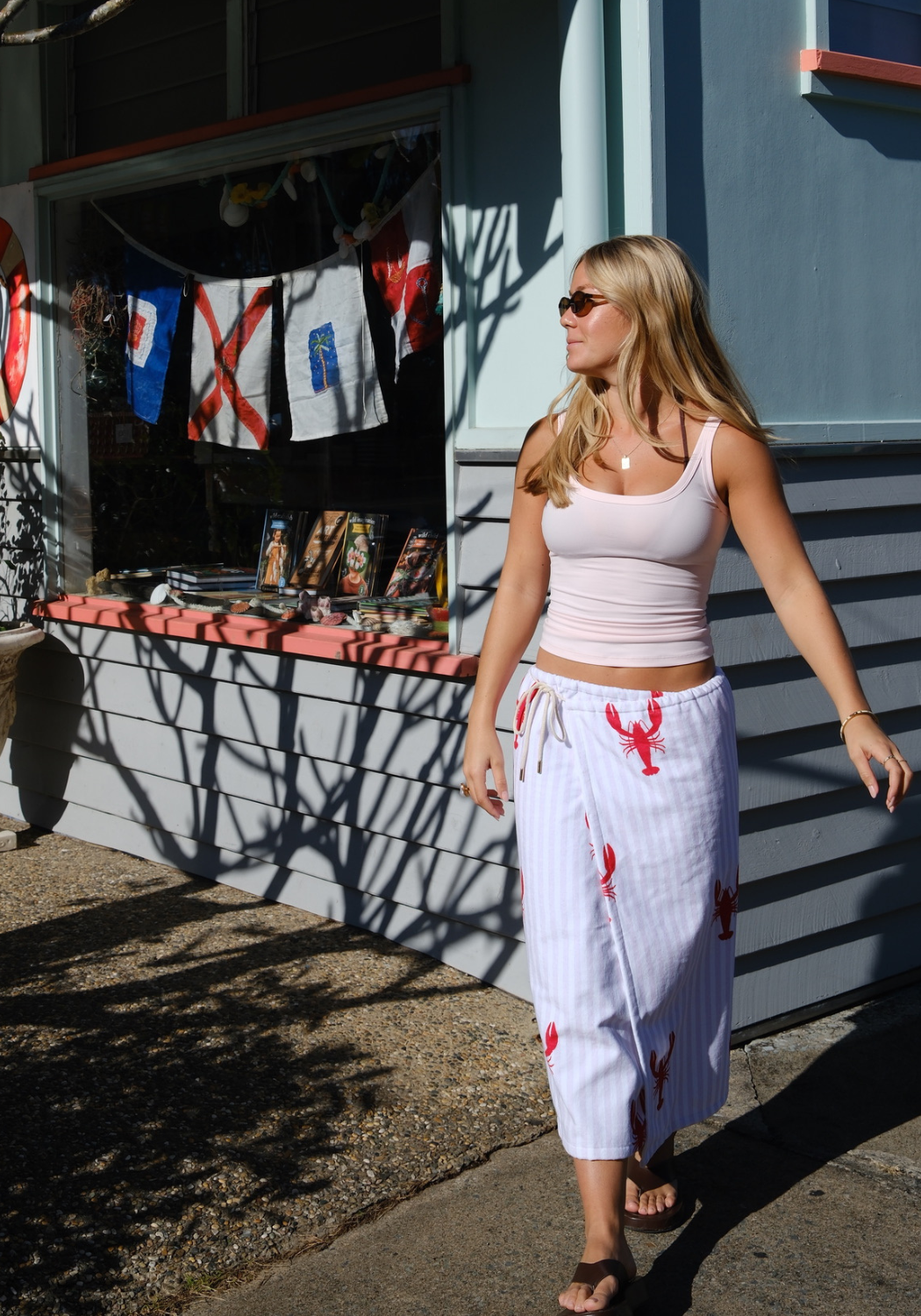 SASSY SURF LOBSTER ROLL BEACH TOWEL SKIRT - PINK/RED