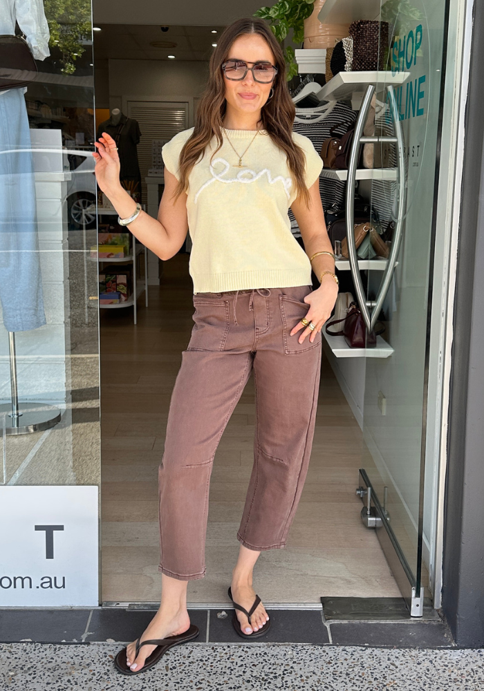 LEO DENIM BARREL JEANS - BROWN