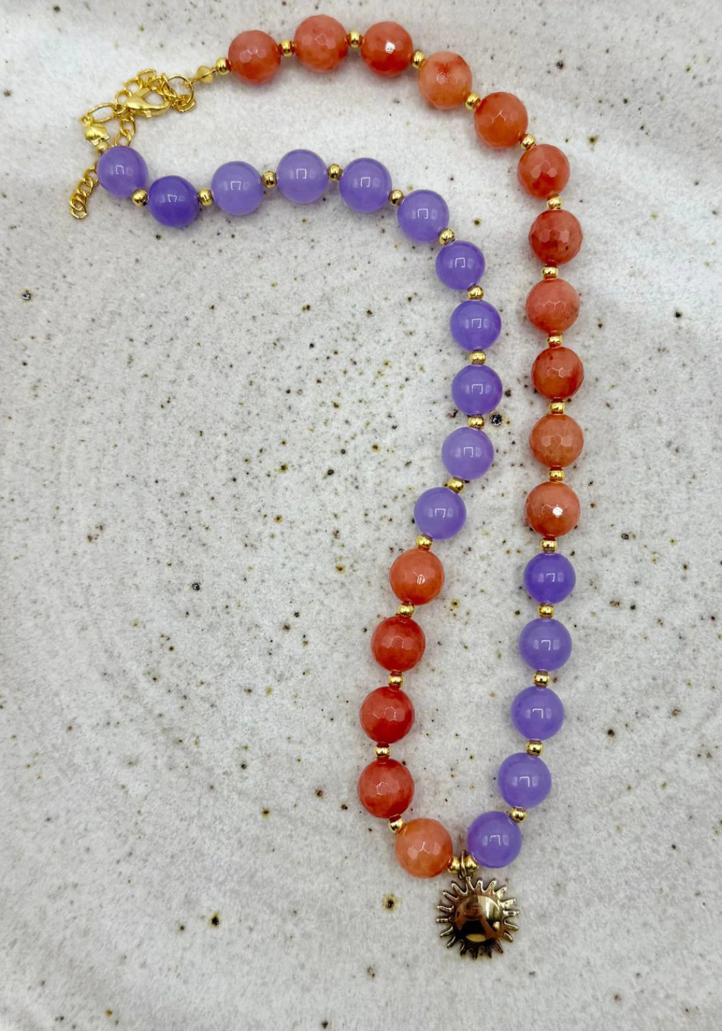 MOSK MELBOURNE JADE HEART NECKLACE - PURPLE/ORANGE