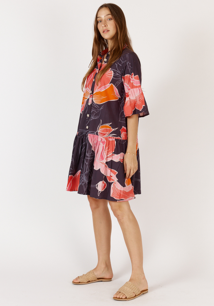 Load image into Gallery viewer, RUBYYAYA AURORA DRESS - NAVY PRINT