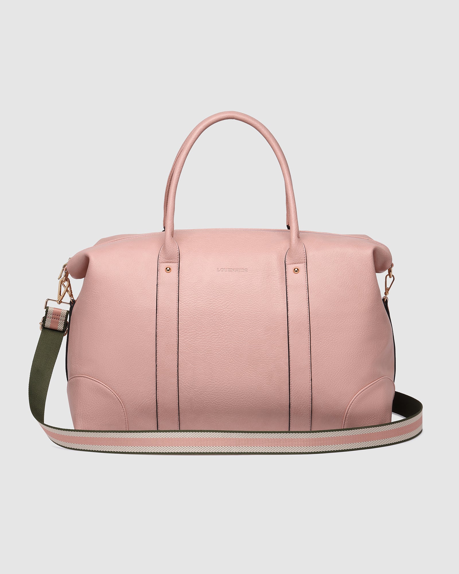 LOUENHIDE ALEXIS STRIPE WEEKENDER TRAVEL BAG - BLUSH