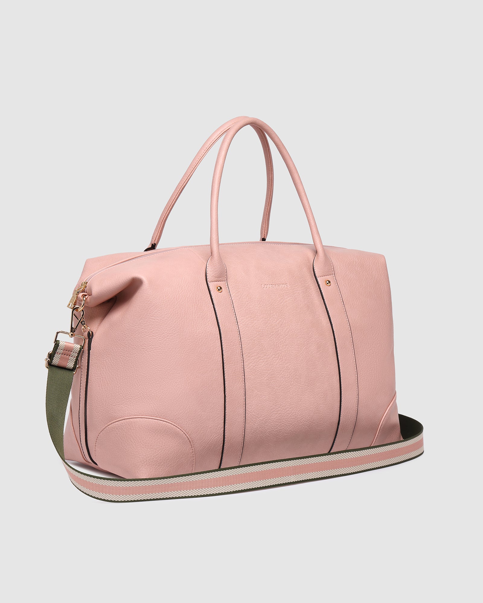 LOUENHIDE ALEXIS STRIPE WEEKENDER TRAVEL BAG - BLUSH