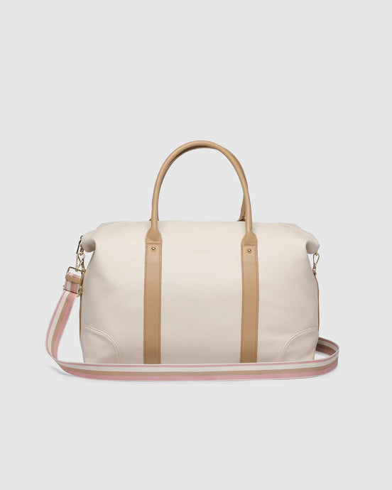 LOUENHIDE ALEXIS STRIPE WEEKENDER TRAVEL BAG - VANILLA