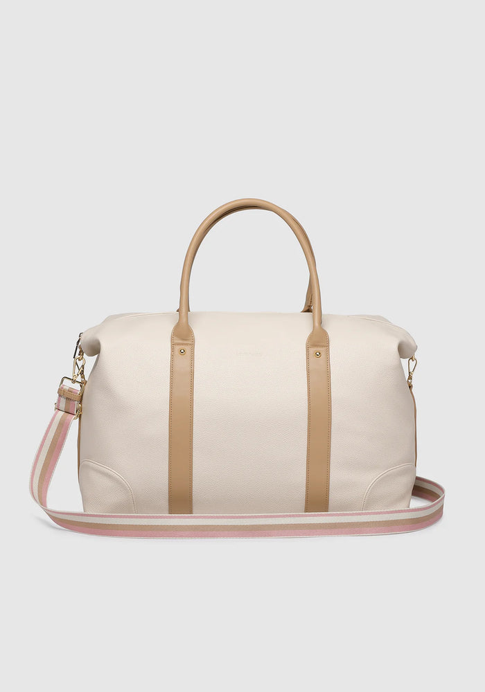 LOUENHIDE ALEXIS STRIPE WEEKENDER TRAVEL BAG - VANILLA