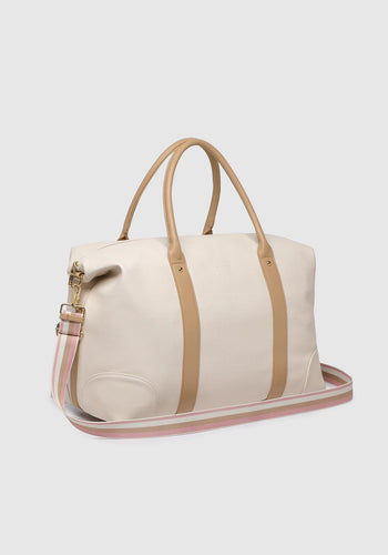 LOUENHIDE ALEXIS STRIPE WEEKENDER TRAVEL BAG - VANILLA