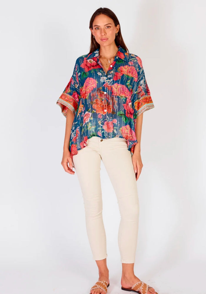 Load image into Gallery viewer, RUBYYAYA MEXICAN FLOWER SHIRT - MULTI PRINT