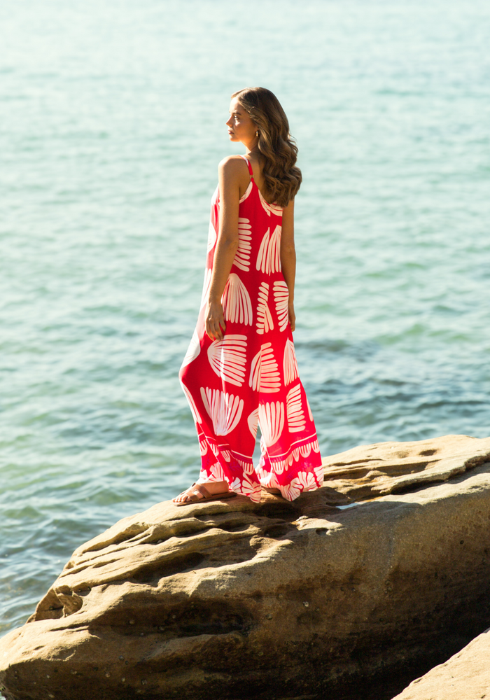 Load image into Gallery viewer, TALLULAH JUMPSUIT - RED &amp; WHITE