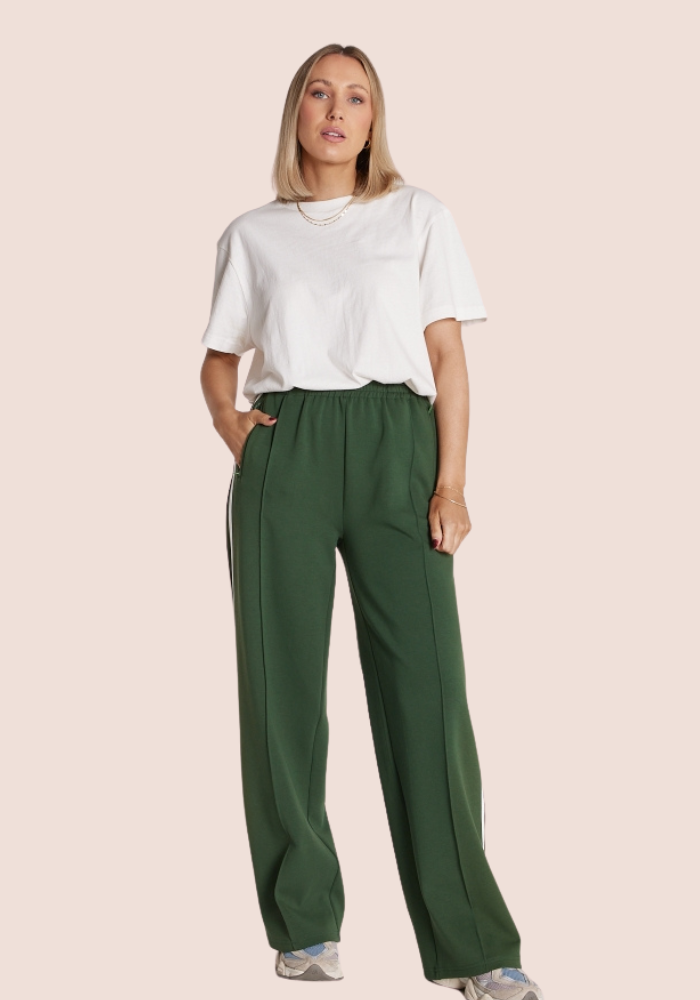 Load image into Gallery viewer, NOAH FULL LENGTH WIDE LEG PANT - GREEN STRIPE