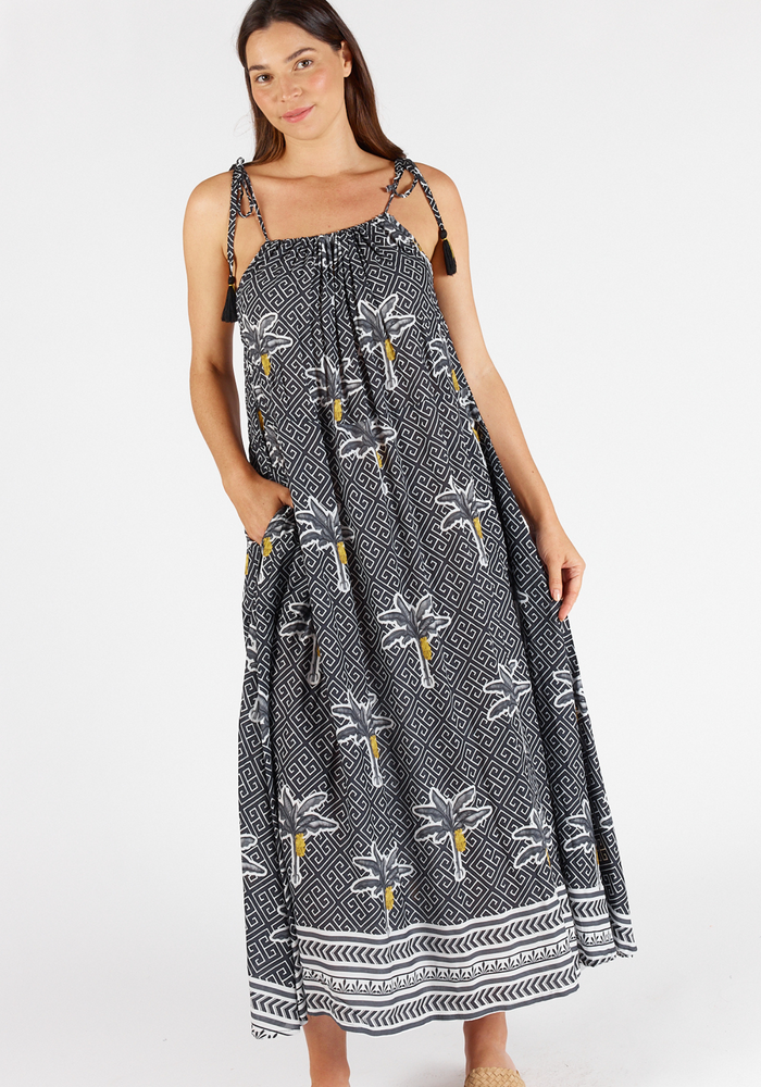 Load image into Gallery viewer, LULA SOUL DOMINICA SUNDRESS - BLACK AND WHITE PRINT